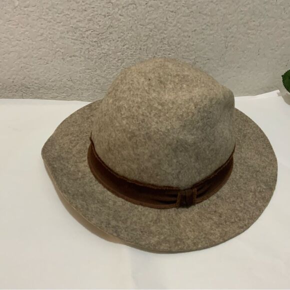 Hat Attack Tan Gray Wool Felt Hat With Brown  Ribbon Band - Picture 3 of 8